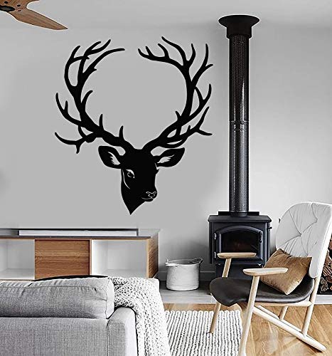 Cabeza de ciervo astas vinilo pared pegatina bosque animal cazador Art Deco Cabeza de ciervo astas vinilo pared pegatina bosque animal cazador Art Deco