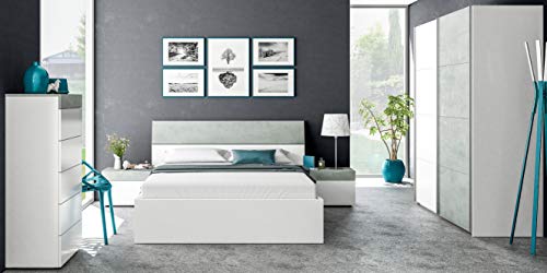 Cabezal + mesitas, Dormitorio, Modelo Tekkan, Acabado en Blanco Artik y Gris Cemento, Medidas: 176 cm (Largo) x 96,5 cm (Alto) Cabezal + mesitas, Dormitorio, Modelo Tekkan, Acabado en Blanco Artik y Gris Cemento, Medidas: 176 cm (Largo) x 96,5 cm (Alto)