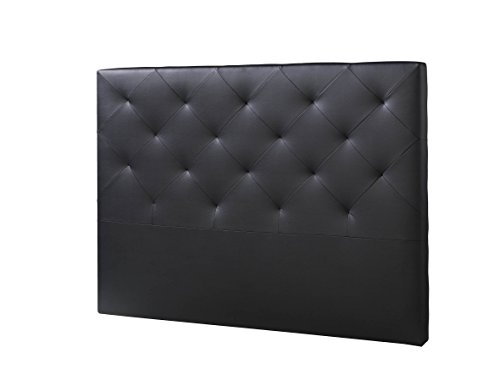 Cabezal tapizado Rombo 160X115 Negro, Acolchado con Espuma, 8 cm de Grosor, Incluye herrajes para Colgar