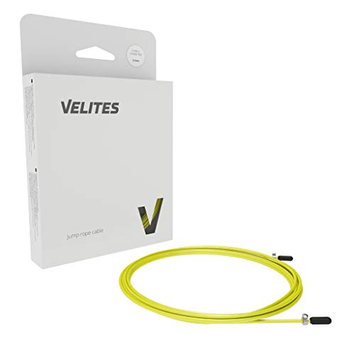 Cable de Repuesto para comba de Saltar de Crossfit, Fitness y Boxeo | PVC Amarillo y Acero de 2 mm | para Entrenamiento Regular | Mejora Tus Saltos Dobles | Compatible con Otras Marcas. by VELITES