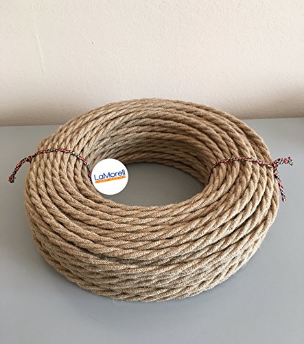 Cable eléctrico textil trenzadocolor yute,Sección: 3 hilos x 0.75 mm2.