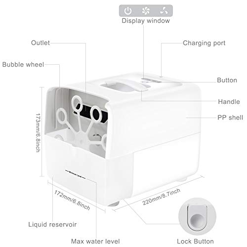 Cadrim Máquina de Burbujas Jabón de Burbujas Eléctrico Portátil de Burbujas Alimentado por Batería y Cable USB para Fiestas, Bodas, Escenarios, Teatros, Fiestas Infantiles, Cumpleaños Cadrim Máquina de Burbujas Jabón de Burbujas Eléctrico Portátil de Burbujas Alimentado por Batería y Cable USB para Fiestas, Bodas, Escenarios, Teatros, Fiestas Infantiles, Cumpleaños