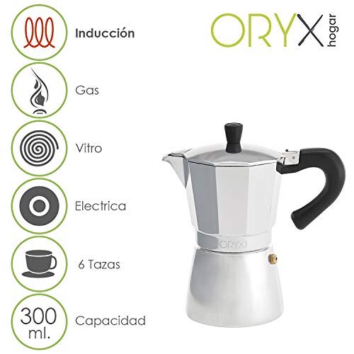 Cafetera Inducción Aluminio 6 Tazas (300 Ml.)