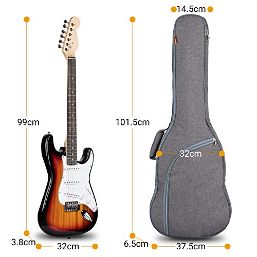 CAHAYA Bolsa Guitarra Electrica Acolchada 9mm Funda para Guitarra Electrica con Un Bolsillo Frontal para Libros de Música