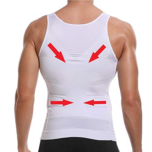Caidi - Camiseta de tirantes para hombre, sin mangas y sin mangas, para musculación plana, talla L, color blanco Caidi - Camiseta de tirantes para hombre, sin mangas y sin mangas, para musculación plana, talla L, color blanco