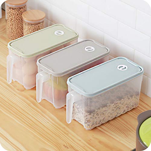 caja Caja De Almacenamiento De Cocina Contenedor De Almacenamiento De Alimentos-3 Juegos - Tapa De Broche - Mango De CinturóN De PláStico - Almacenamiento De Fruta Sellado En El Refrigerador +