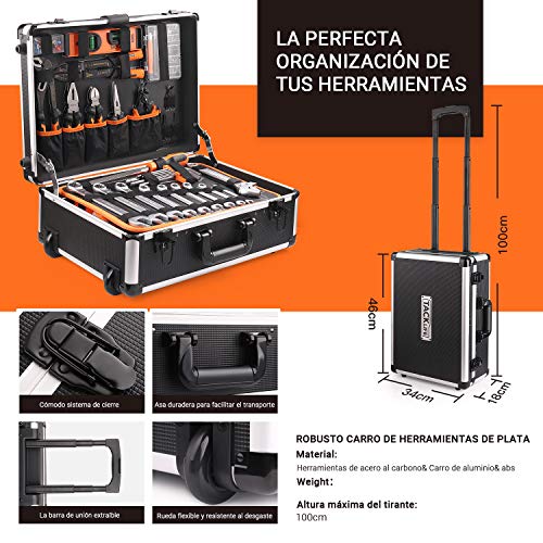 Caja de herramientas Pull Rod, un juego completo de caja de herramientas de 177 piezas, caja de aluminio multifunción CR-V: martillo, destornillador, alicates, funda-HHK5B.