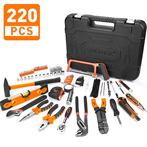 Caja de Herramientas, V VONTOX 220 Piezas Maletín de Herramientas Portátil, Juegos de Herramientas Mecánicas para Bricolaje y Reparaciones Diarias, con Destornilladores, Martillo, Alicate Caja de Herramientas, V VONTOX 220 Piezas Maletín de Herramientas Portátil, Juegos de Herramientas Mecánicas para Bricolaje y Reparaciones Diarias, con Destornilladores, Martillo, Alicate