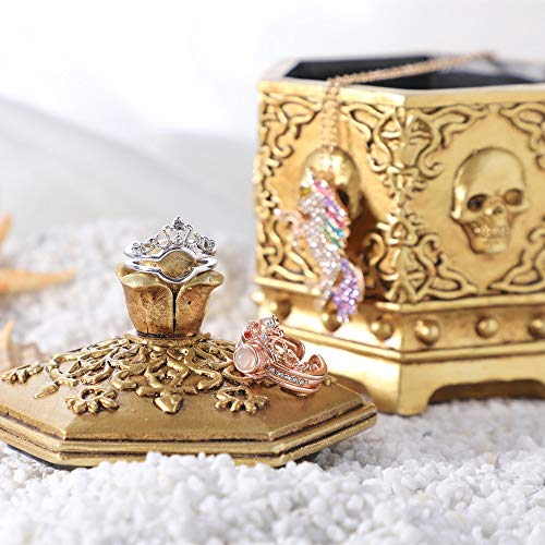 Caja de joyería hexagonal con calavera retro, caja de almacenamiento de joyería, caja de almacenamiento de anillo, caja de almacenamiento para niñas, anillos, pendientes, collares, exhibición de reloj Caja de joyería hexagonal con calavera retro, caja de almacenamiento de joyería, caja de almacenamiento de anillo, caja de almacenamiento para niñas, anillos, pendientes, collares, exhibición de reloj