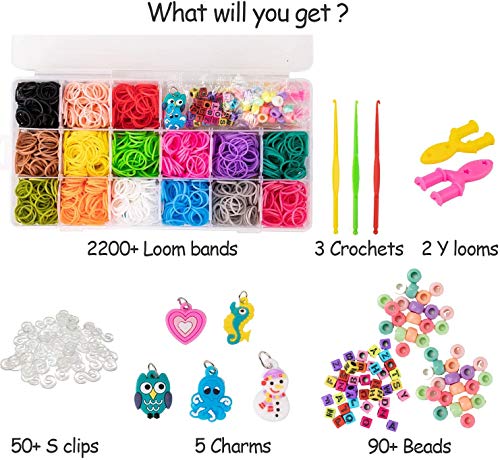 Caja Pulseras Gomas,Hacer Pulseras con Gomas,Loom Kit,Loom Bandas,Kit Brazaletes para Hacer,Hacer Pulseras Letras,Kit Brazaletes,Juego Creativo(2200pcs) Caja Pulseras Gomas,Hacer Pulseras con Gomas,Loom Kit,Loom Bandas,Kit Brazaletes para Hacer,Hacer Pulseras Letras,Kit Brazaletes,Juego Creativo(2200pcs)