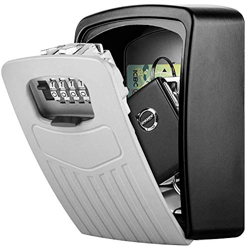 Caja Seguridad Llaves, BTNEEU Caja Combinacion Llave Grande, Caja Llaves Codigo Montaje en Pared, Key Lock Box 4 Dígitos Combinacion Almacenamiento Seguro para Casa Coche Garaje Escuela Gimnasio