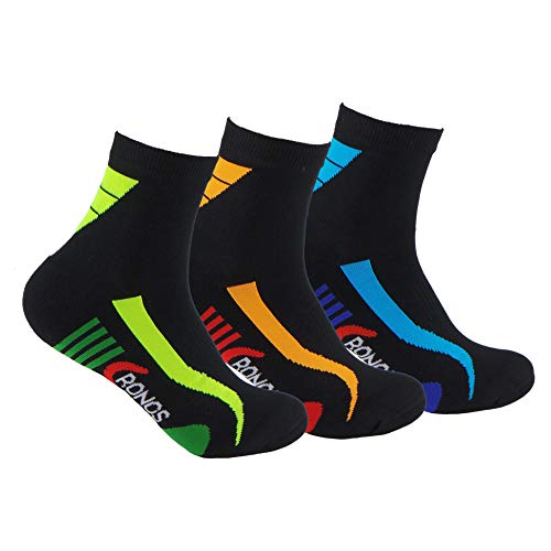 Calcetines (3 Pares) de RUNNING, CICLISMO, TENIS, PADEL,… Calcetines SIN COSTURAS unisex con puntera y talón reforzados. Calcetines tobilleros de deporte. Anti-rozaduras y con gomas anti-presión.