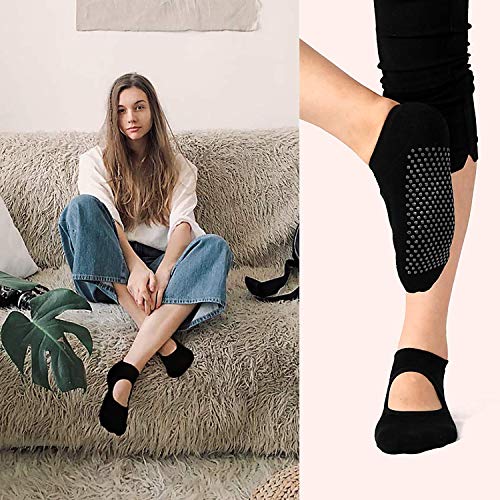 Calcetines antideslizantes de algodón, 3 pares, para pilates, barra, yoga y ballet, talla 5 a 10