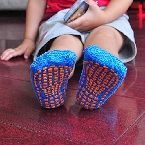 Calcetines Antideslizantes para Niños Pequeños Algodón Lindo con Puños, Calentar 8 Pares de Zapatillas Calcetines de Piso de Corte Bajo con Silicona para 1-3 años de Bebés y Niñas