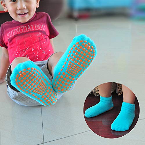 Calcetines Antideslizantes para Niños Pequeños Algodón Lindo con Puños, Calentar 8 Pares de Zapatillas Calcetines de Piso de Corte Bajo con Silicona para 1-3 años de Bebés y Niñas