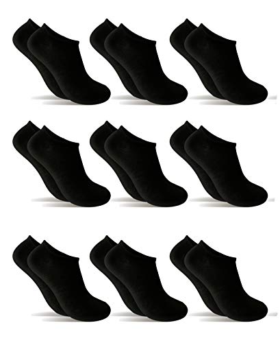 Calcetines cortos para hombres y mujeres, 9 pares, color negro, talla 37-43