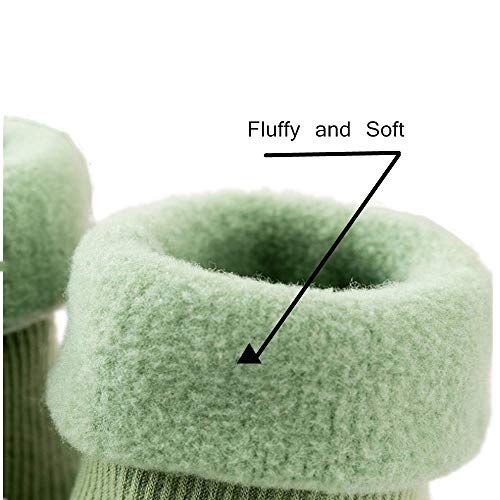 Calcetines de interior para niños y niñas con suela de goma antideslizante e impermeable, calcetines mullidos para bebés, color verde, XL