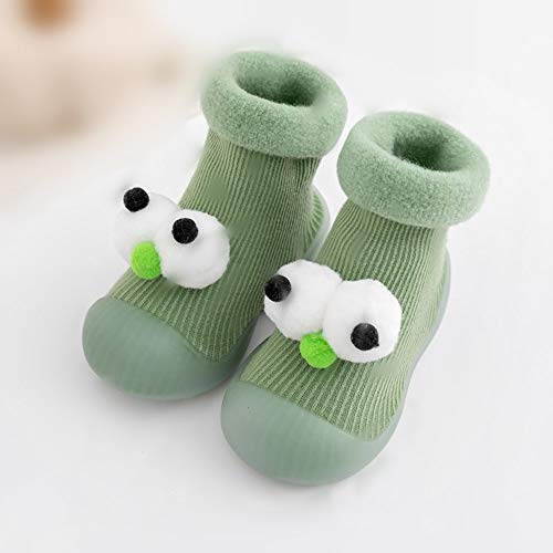 Calcetines de interior para niños y niñas con suela de goma antideslizante e impermeable, calcetines mullidos para bebés, color verde, XL