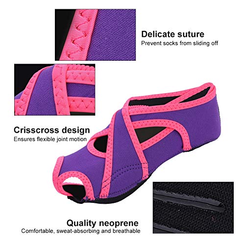 Calcetines de Yoga 1 Par de Zapatos Abiertos Antideslizantes Pilates Barre Soft Wrap Zapatos de Entrenamiento de Baile para Ballet (M-Púrpura)