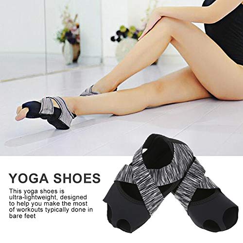 Calcetines de Yoga,Zapatos de Yoga Calcetines de Pilates Antideslizantes Traspirable Barra de Envoltura Suave para Mujer Niña para Ballet Danza Aerea de Entrenamiento de Yoga(L（39-40）)