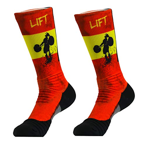 Calcetines SPAIN BANBROKEN (1 PAR) Estabilidad en pie Fitness, Gimnasio, Crossfit, Running, Halterofilia, Ciclismo - Hombre, Mujer -Unisex (2unds) (SPAIN, L/XL)