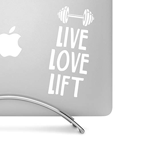 Calcomanía de Vinilo de Corte Blanco con Texto en inglés Live Love Lift, para MacBook, Ordenadores portátiles, Coches, Camiones y Mucho más.