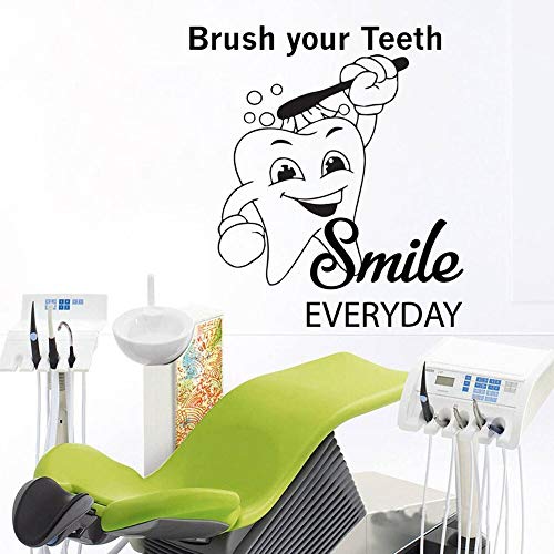 Calcomanía de vinilo diseño de habitación mural de dientes pegatinas de pared clínica dental cepillo de cuidado dental sonrisa papel tapiz decoración de la habitación