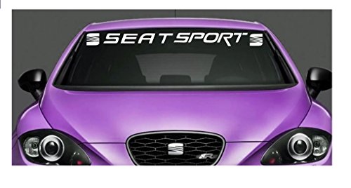 Calcomanía para parabrisas "Seat Sport" (95 cm, León, Ibiza, Toledo, España), diseño con texto Seat Sport, bicolor