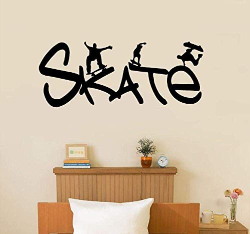 Calcomanías de pared para deportes de skate para habitaciones de niños Calcomanías de pared Adhesivos extraíbles Murales Vinilo Palabras Pegatinas Calcomanía para el hogar Decoración para niños 81X32C