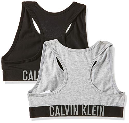 Calvin Klein 2 Pack Bralette Corsé, Gris (1 Grey Heather/1 Black 029), 12-14 Años para Niñas