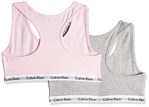 Calvin Klein 2pk Bralette Ropa interior, Grey Htr/Unique 901, 10-12 años para Niñas
