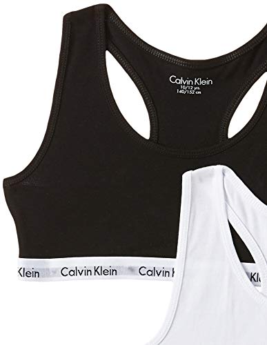 Calvin Klein 2pk Bralette Ropa interior, White/Black 908, 14-16 años para Niñas