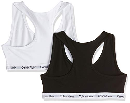 Calvin Klein 2pk Bralette Ropa interior, White/Black 908, 4-5 años para Niñas