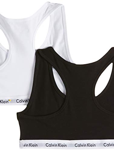 Calvin Klein 2pk Bralette Ropa interior, White/Black 908, 4-5 años para Niñas