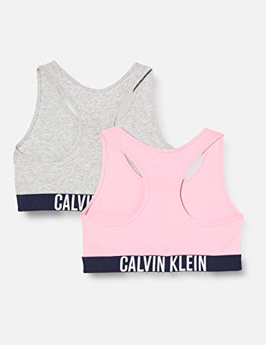 Calvin Klein 2pk Bralette Ropa interior,Rosa ( 1horchidsmoke/1greyheather ) , 12/14 Unisex Niños