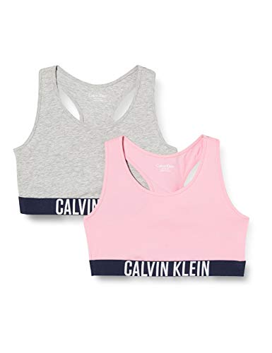 Calvin Klein 2pk Bralette Ropa interior,Rosa ( 1horchidsmoke/1greyheather ) , 12/14 Unisex Niños