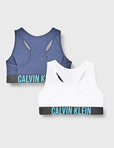 Calvin Klein 2pk Bralette Sujetador, Azul (1BlackIris/1White 0HC), 8-9 años (Talla del Fabricante: 8-10) para Niñas