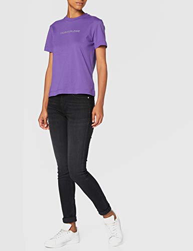 Calvin Klein Shrunken Inst Modern SS tee Camisa, Gentian Violet, M para Mujer