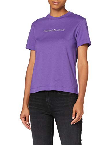 Calvin Klein Shrunken Inst Modern SS tee Camisa, Gentian Violet, M para Mujer