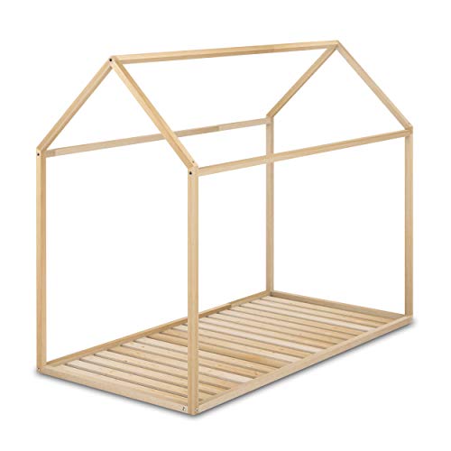Cama Infantil Tipo Montessori, Casita Madera Natural para niño y niña, 90 x 190 cm Cama Infantil Tipo Montessori, Casita Madera Natural para niño y niña, 90 x 190 cm