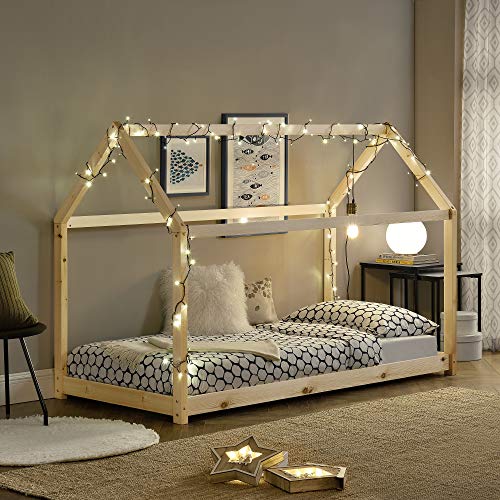 Cama para niños de Madera Pino 70 x 140cm o 80 x 160cm Cama Infantil Forma de casa Casita Blanco o Pino Natural (Pino Natural, 90x200cm) Cama para niños de Madera Pino 70 x 140cm o 80 x 160cm Cama Infantil Forma de casa Casita Blanco o Pino Natural (Pino Natural, 90x200cm)