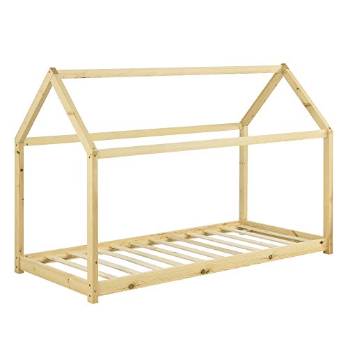 Cama para niños de Madera Pino 70 x 140cm o 80 x 160cm Cama Infantil Forma de casa Casita Blanco o Pino Natural (Pino Natural, 90x200cm) Cama para niños de Madera Pino 70 x 140cm o 80 x 160cm Cama Infantil Forma de casa Casita Blanco o Pino Natural (Pino Natural, 90x200cm)