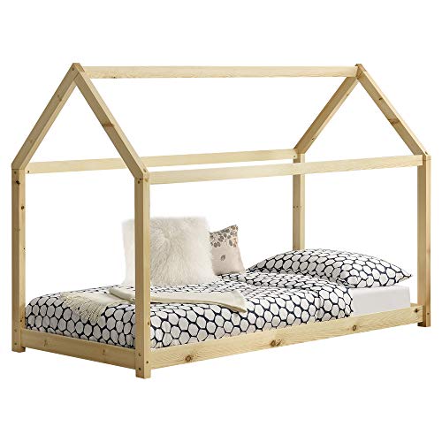Cama para niños de Madera Pino 70 x 140cm o 80 x 160cm Cama Infantil Forma de casa Casita Blanco o Pino Natural (Pino Natural, 90x200cm) Cama para niños de Madera Pino 70 x 140cm o 80 x 160cm Cama Infantil Forma de casa Casita Blanco o Pino Natural (Pino Natural, 90x200cm)