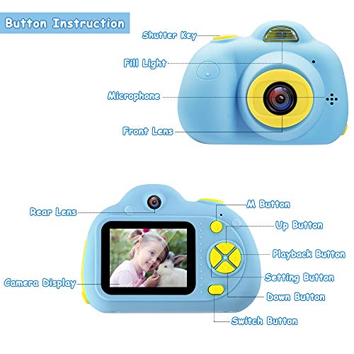 Cámara para Niños con Tarjeta TF 32GB, OFUN Recargable cámara Digital Selfie para Niños de 3 a 8 años, HD 18MP/1080P Doble Objetivo/18MP Video Recorder, cumpleaños Regalo para niños