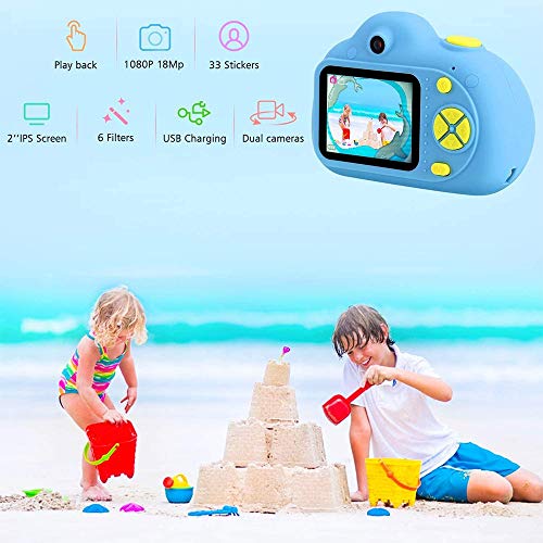 Cámara para Niños con Tarjeta TF 32GB, OFUN Recargable cámara Digital Selfie para Niños de 3 a 8 años, HD 18MP/1080P Doble Objetivo/18MP Video Recorder, cumpleaños Regalo para niños