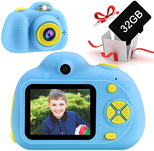 Cámara para Niños con Tarjeta TF 32GB, OFUN Recargable cámara Digital Selfie para Niños de 3 a 8 años, HD 18MP/1080P Doble Objetivo/18MP Video Recorder, cumpleaños Regalo para niños