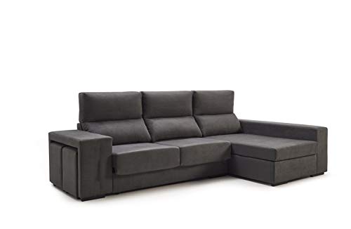 CAMBIA TUS MUEBLES - Sofá ChaiseLongue con arcón Marte, 3 plazas Color Gris (chaiselongue Lado Derecho)