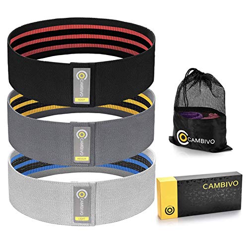 CAMBIVO Bandas Elasticas Musculacion, Gomas Elasticas Fitness en Casa, Cintas de Resistencia Antideslizante para Ejercicio, Gluteos, Gym, Deporte, Entrenamiento, Gimnasio, 3 Niveles