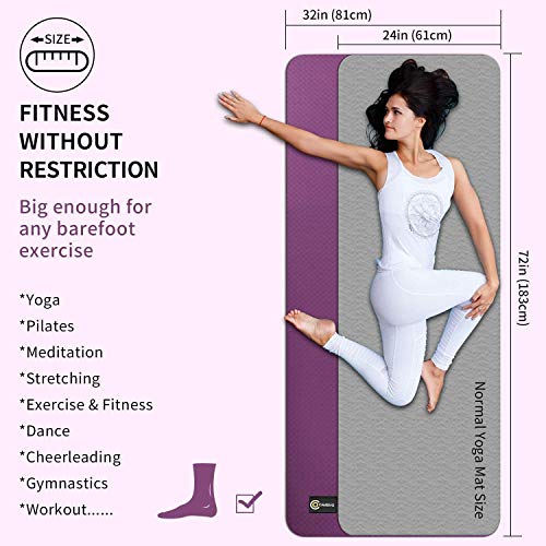 CAMBIVO Esterilla de Yoga Extra Grande, Yoga Mat con Correa de Transporte, Colchoneta Gimnasia Antideslizante para Yoga, Pilates, Gimnasio, Deporte, Ejercicio en Casa (185 x 91 x 0,6cm) CAMBIVO Esterilla de Yoga Extra Grande, Yoga Mat con Correa de Transporte, Colchoneta Gimnasia Antideslizante para Yoga, Pilates, Gimnasio, Deporte, Ejercicio en Casa (185 x 91 x 0,6cm)