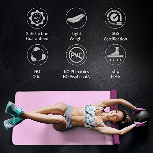 CAMBIVO Esterilla de Yoga Extra Grande, Yoga Mat con Correa de Transporte, Colchoneta Gimnasia Antideslizante para Yoga, Pilates, Gimnasio, Deporte, Ejercicio en Casa (185 x 91 x 0,6cm)